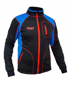 Куртка разминочная RAY WS модель STAR (UNI) черный/синий/красный шов, красная молния