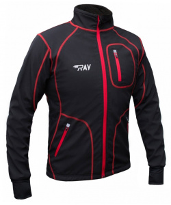 Куртка разминочная RAY WS модель STAR (UNI) черный/черный красный шов