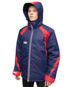 Куртка утеплённая  RAY модель Патриот темно синий/красный светоотражающая молния