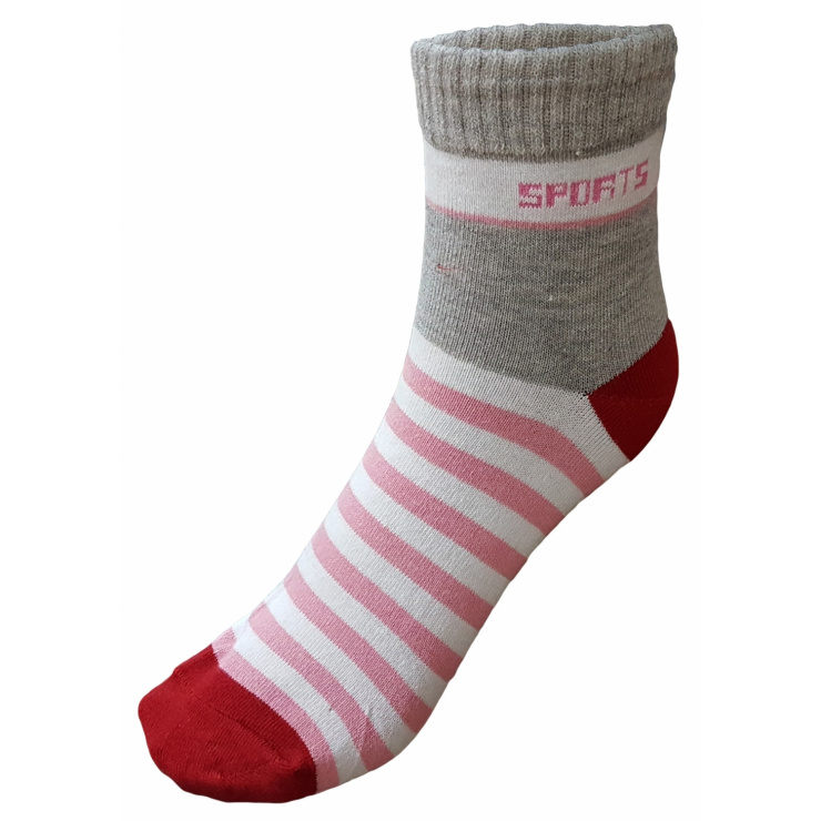 Носки РОЗА, высокие, полоска, серый/белый/розовый фото 1