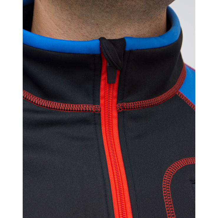 Куртка разминочная RAY WS модель STAR (UNI) черный/синий/красный шов, красная молния фото 5