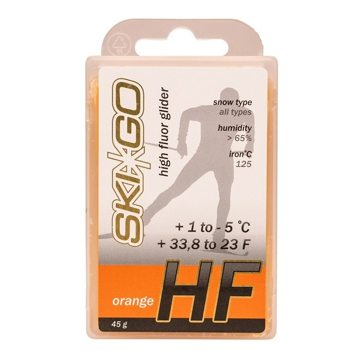 Парафин SkiGo HF Orange +1/-5 45 гр. высокофтор.для нового мелкозерн.снега фото 1