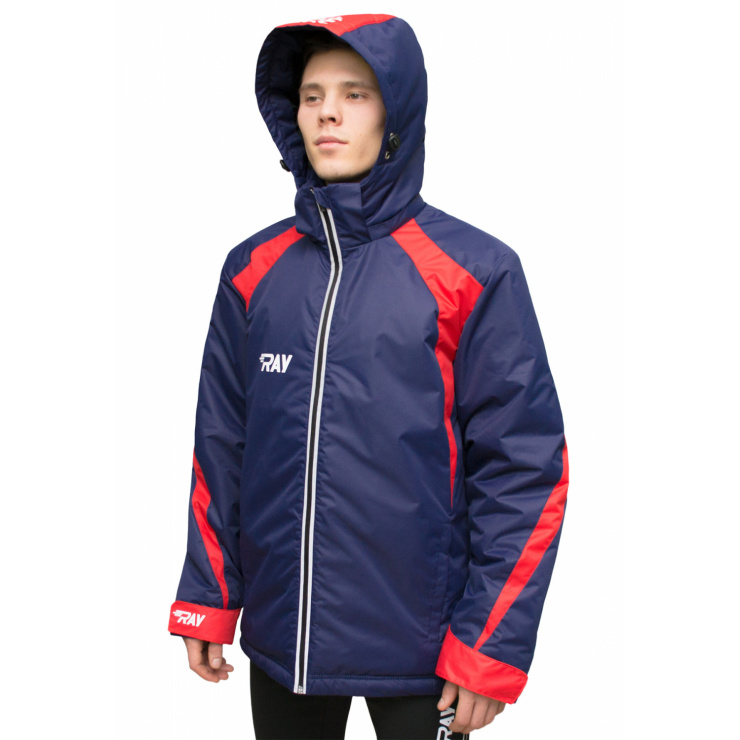 Куртка утеплённая  RAY модель Патриот темно синий/красный светоотражающая молния фото 1