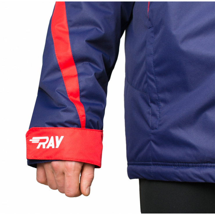 Куртка утеплённая  RAY модель Патриот темно синий/красный светоотражающая молния фото 3