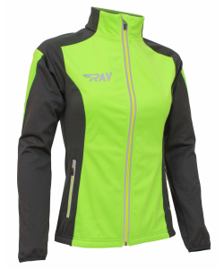 Куртка разминочная RAY WS модель PRO RACE (Woman) салатовый/черный светоотражающая молния лимон