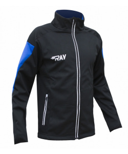 Куртка разминочная RAY WS модель RACE (UNI) черный, вставка синяя на рукаве с/о молния