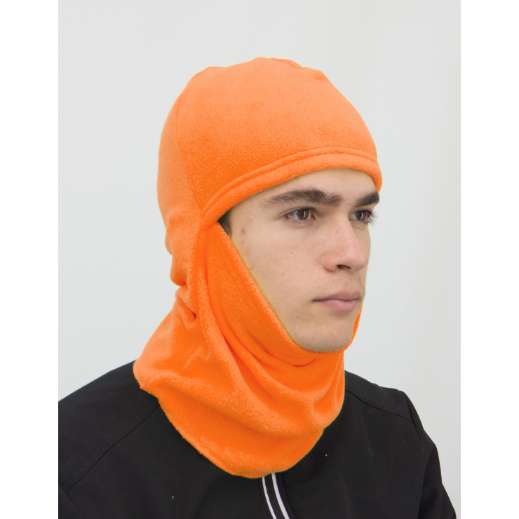 Маска ветрозащитная (шлем) флис цветной оранжевый фото 2