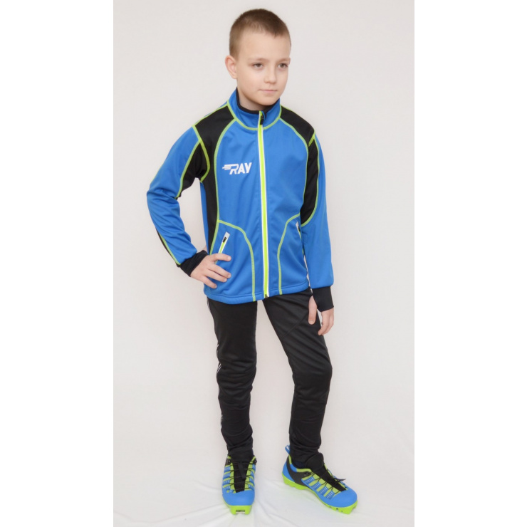 Куртка разминочная RAY WS модель STAR (Kids) синий/черный лимонный шов фото 2