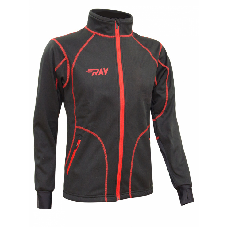 Куртка разминочная RAY WS модель STAR (Kids) черный/черный красный шов фото 1