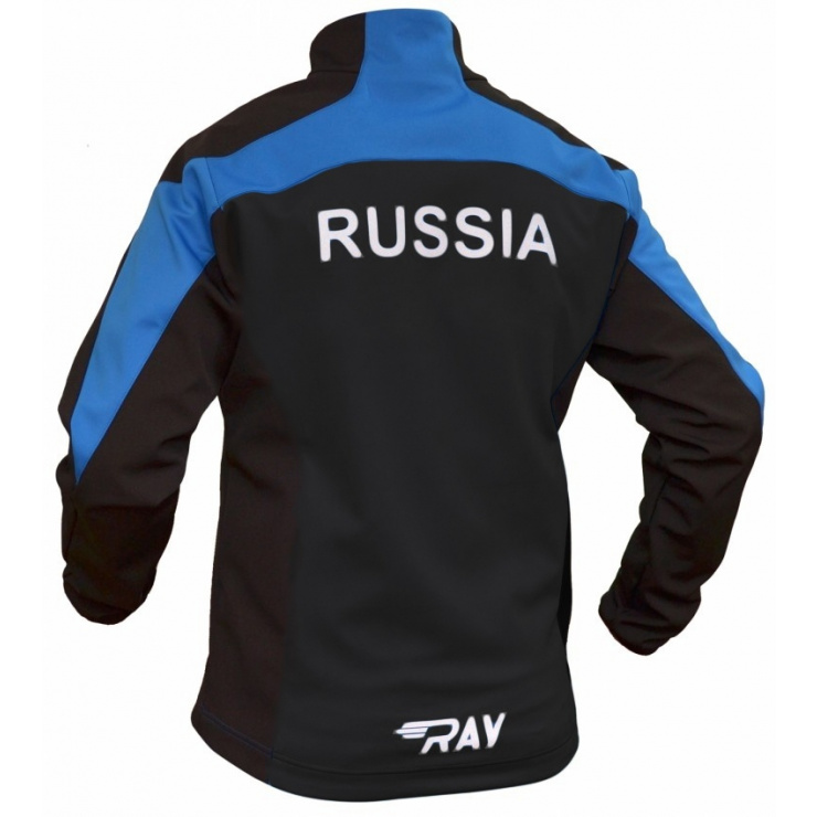 Куртка разминочная RAY WS модель PRO RACE (Kids) черный/синий  фото 2