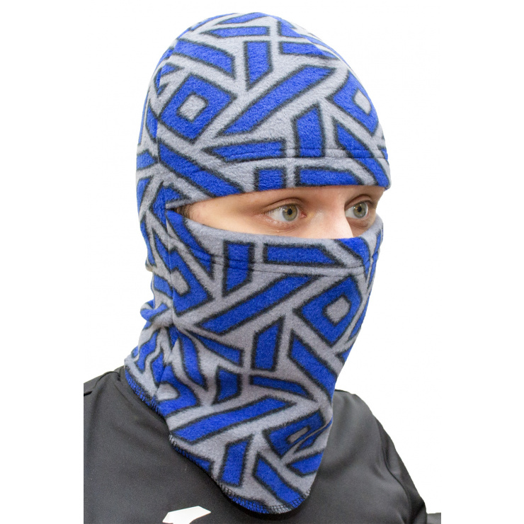 Маска ветрозащитная (шлем) флис цветной серый/синий фото 1