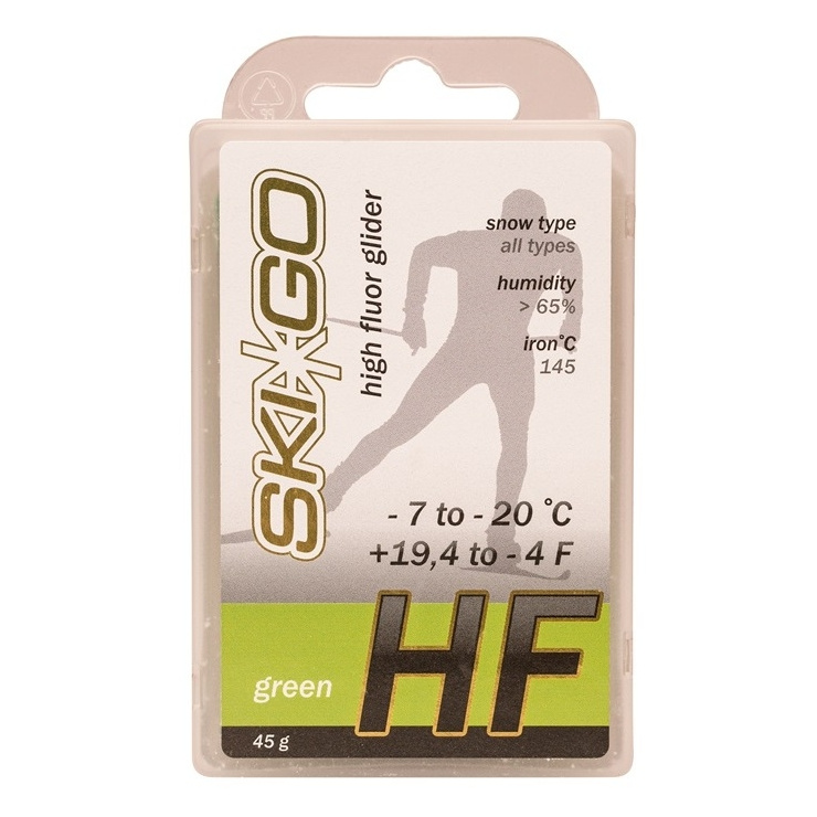 Парафин SkiGo HF Green -7/-20 45 гр. высокофтор.для всех видов снега фото 1