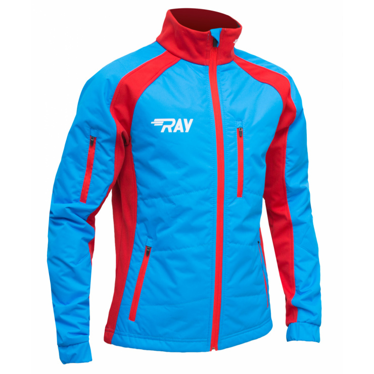Куртка утеплённая туристическая  RAY  WS модель OUTDOOR (UNI) голубой/красный красная молния фото 1