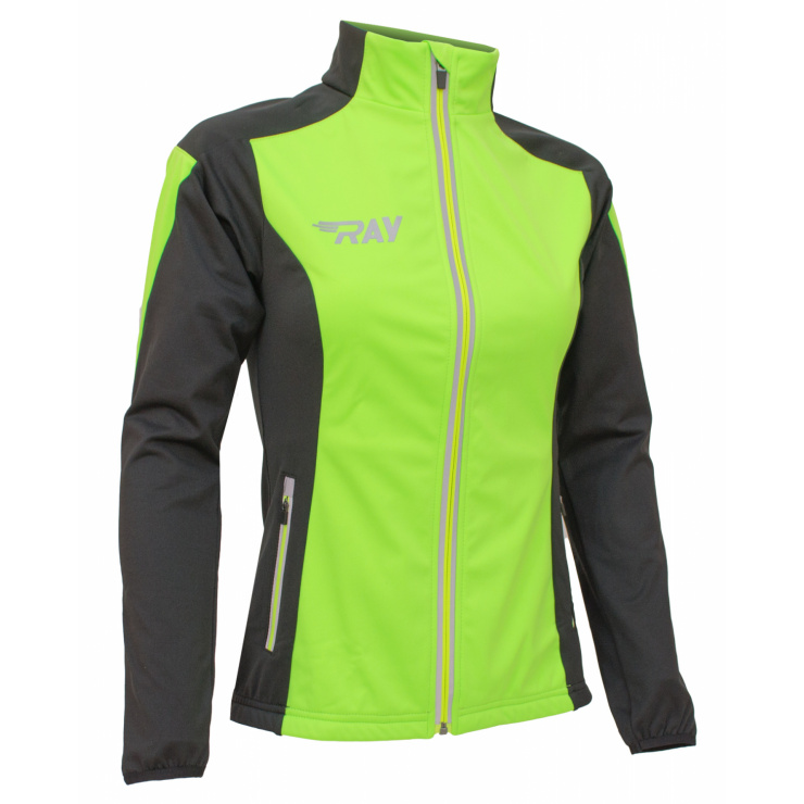 Куртка разминочная RAY WS модель PRO RACE (Woman) салатовый/черный светоотражающая молния лимон фото 1