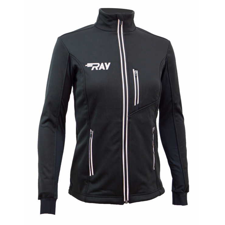 Куртка разминочная RAY WS модель NEO (Women) на флисе,  черная, молния с/о фото 1