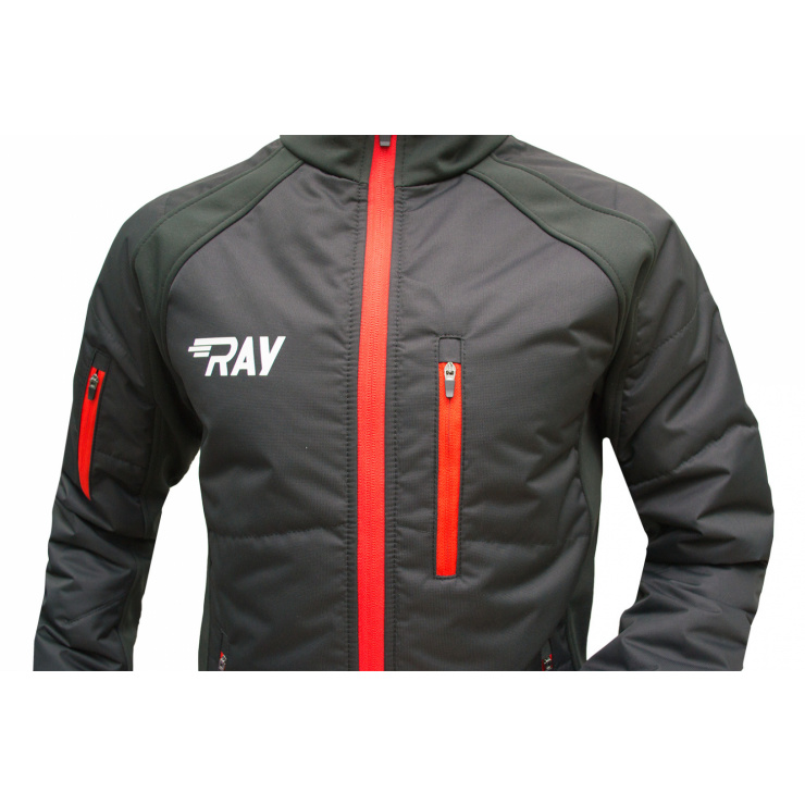 Куртка утеплённая туристическая  RAY  WS модель OUTDOOR (UNI) чёрный красная молния фото 3
