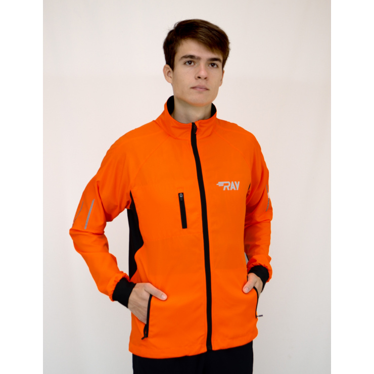 Куртка беговая RAY SPORT (летняя) оранжевый, черная молния фото 3