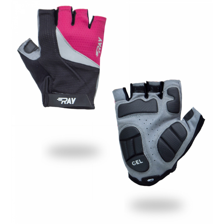 Велосипедные перчатки с короткими пальцами черный/розовый фото 1