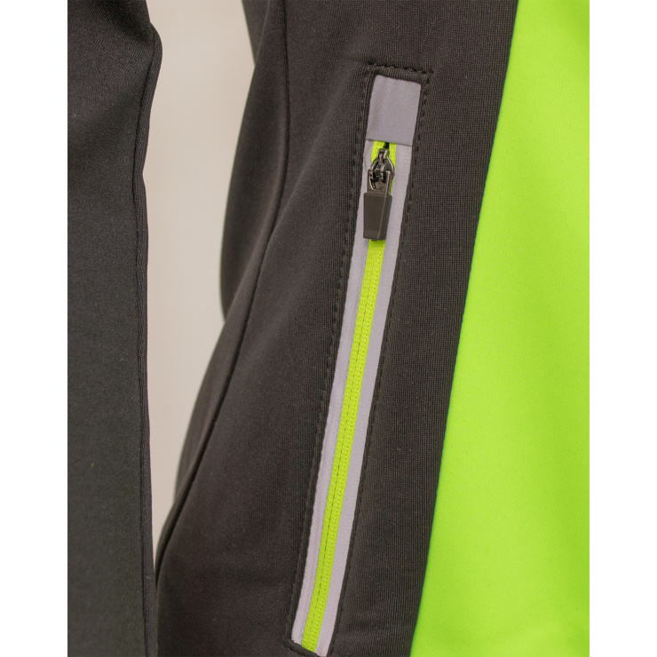 Куртка разминочная RAY WS модель PRO RACE (Woman) салатовый/черный светоотражающая молния лимон фото 4